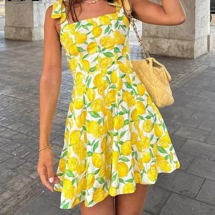 Woman Fruit Print Slip  Dress