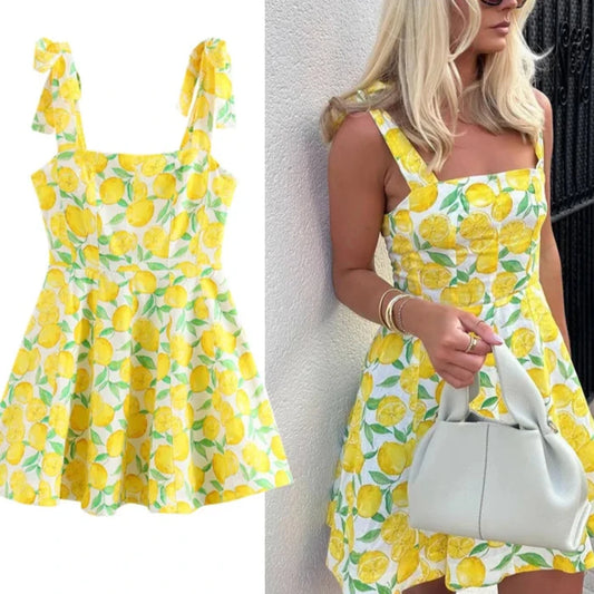 Woman Fruit Print Slip  Dress